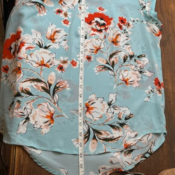 Floral Sleeveless Blouse Light Blue Boho Casual Top Women - Picture 3 of 6